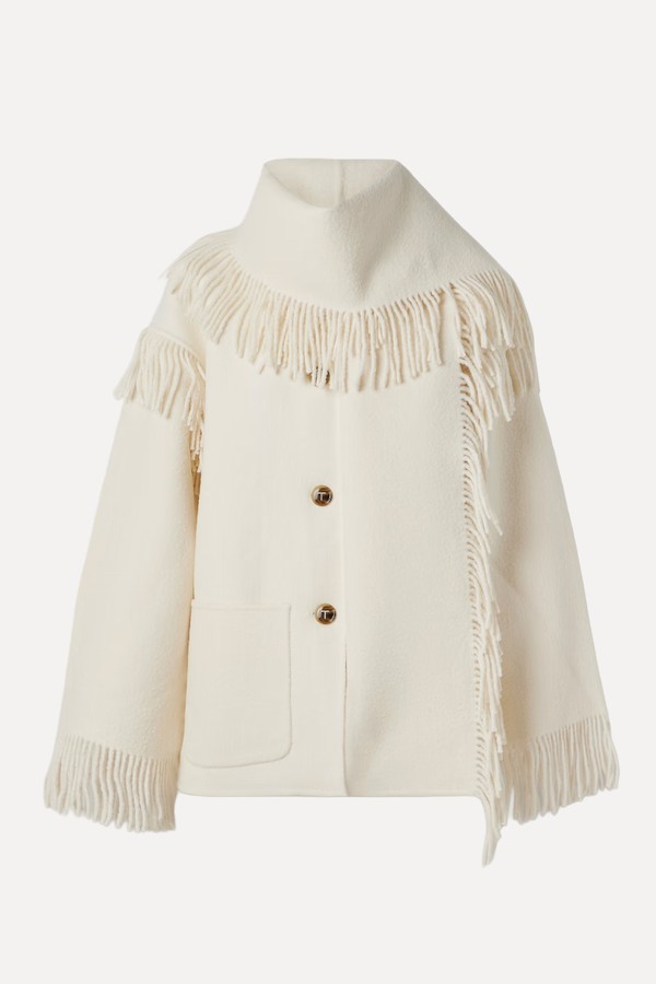 Draped Fringed Wool-Blend Jacket from Toteme