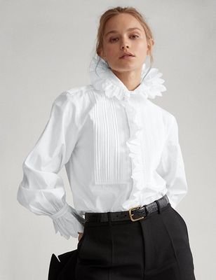 Ruffled Necktie Cotton Shirt, £229