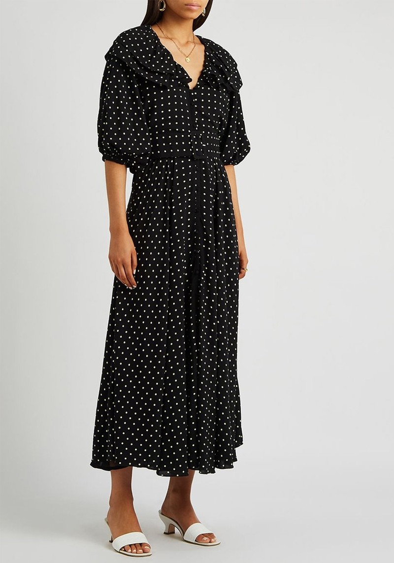 Ellie Polka-Dot Belted Midi Dress from Rotate Birger Christensen