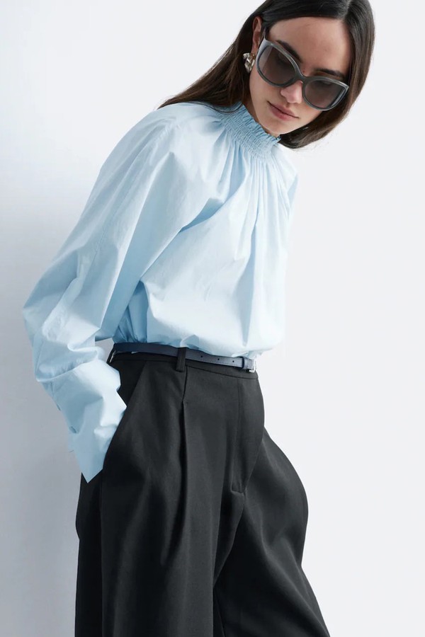 Gathered Stand-Collar Blouse from Other Stories