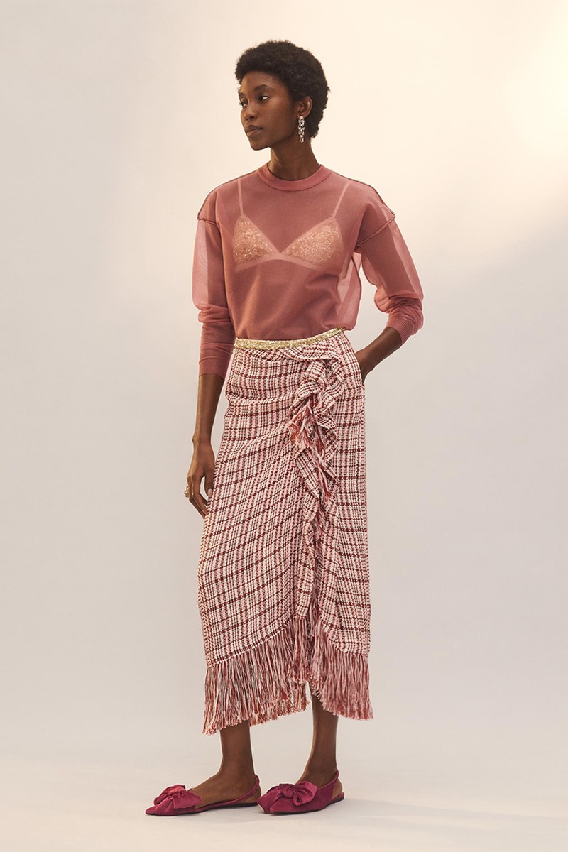 Semi-Sheer Knit Jumper With Contrast Trim