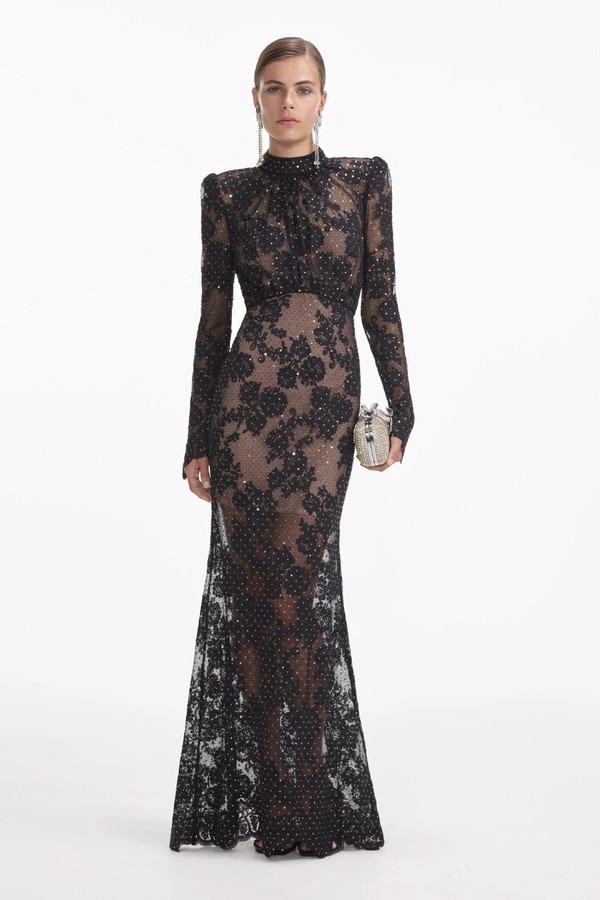 Rhinestone Lace Maxi Dress from Self-Portrait