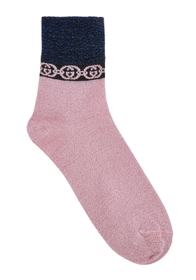 Pink Metallic-Weave Socks from Gucci