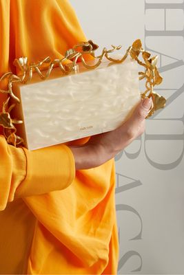 Fana Marbled Acrylic & Gold Tone Clutch from Cult Gaia
