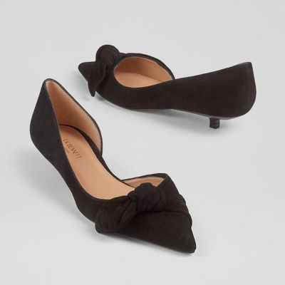 Lily Black Suede Bow Front Kitten Heel Courts from LK Bennett