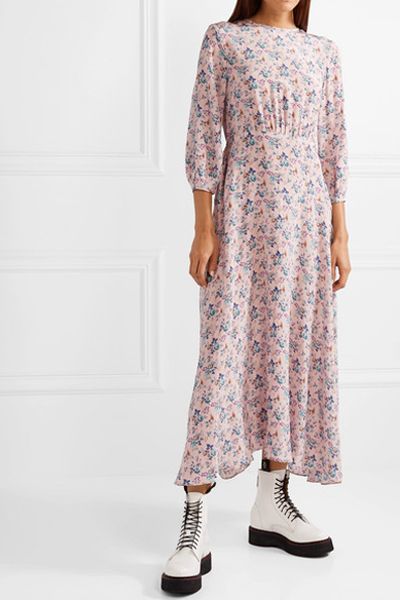 Floral-Print Silk Crepe Midi Dress from Les Rêveries