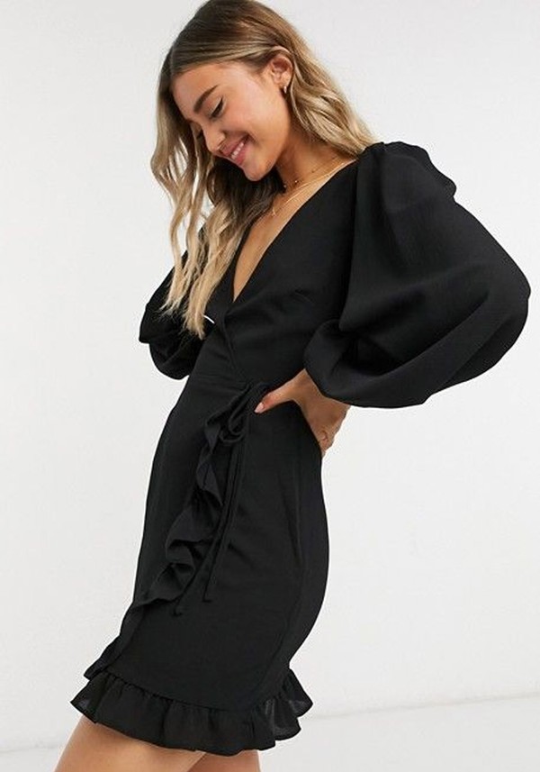 Long Sleeve Mini Wrap Dress from Asos Design