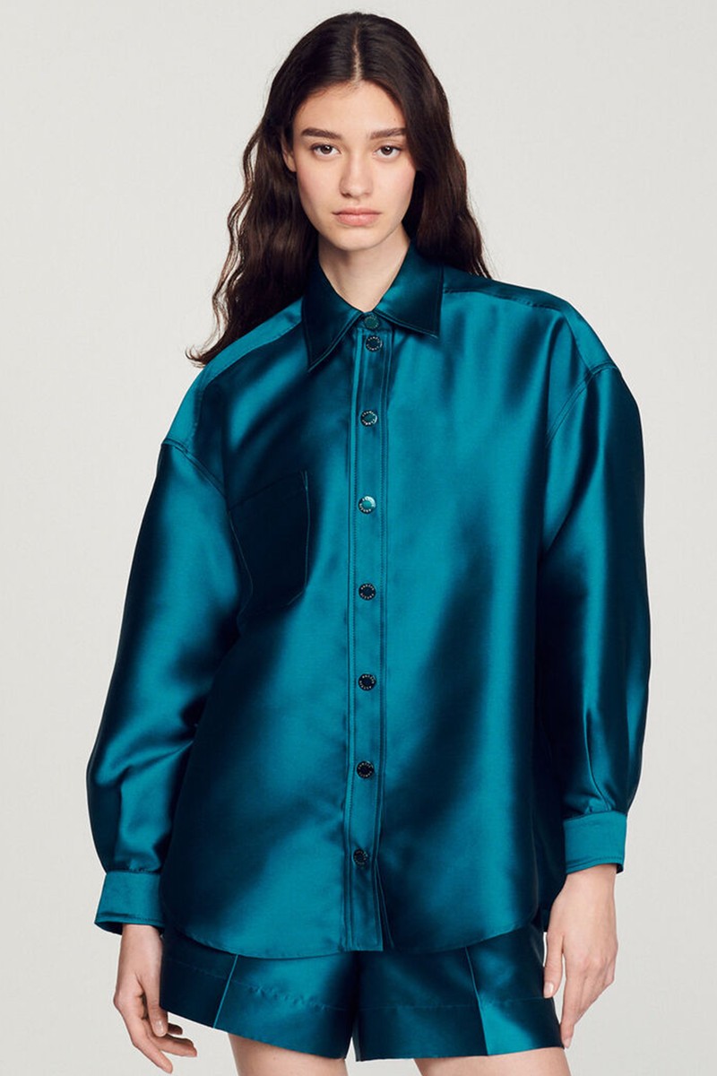 Hand-Embroidered Embellished Shirt from Sandro