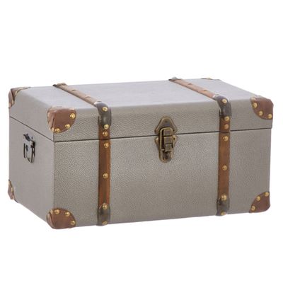 Grey Grained Storage Trunk 25x49cm