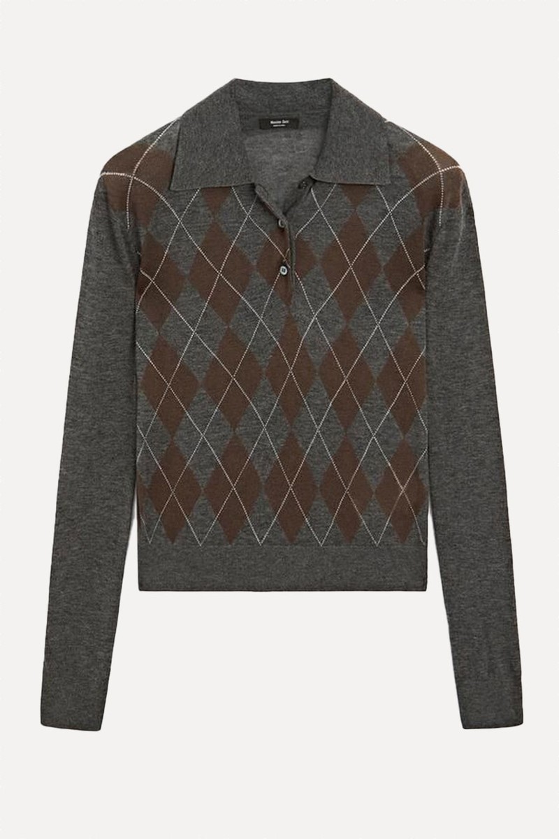 Polo Sweater With Diamond Detail from Massimo Dutti