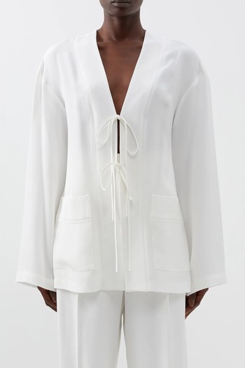 Tie Front Silk Pyjama Jacket from Raey