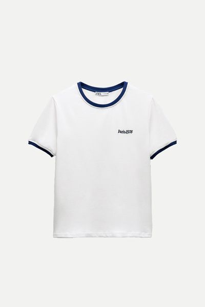 T-Shirt With Embroidered Slogan from Zara