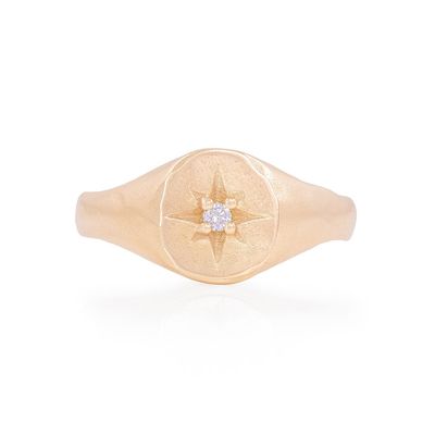 North Star 14k Gold Diamond Original Signet Ring
