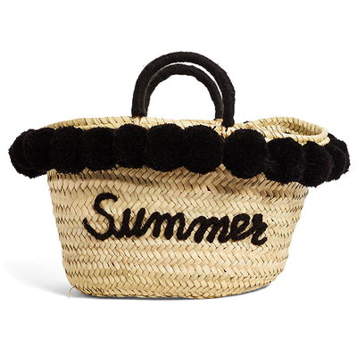 Medium Pom-Pom Summer Basket Tote Bag from Bonita