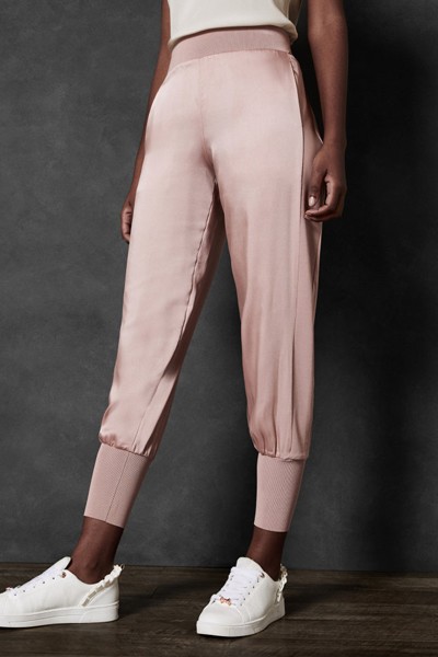 AIBREY Satin Jogger with Knit Trim