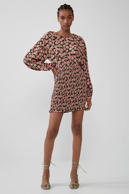 Printed Dress With Elastic Detail from Zara