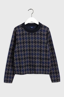 Checked Patterned Crew Sweater