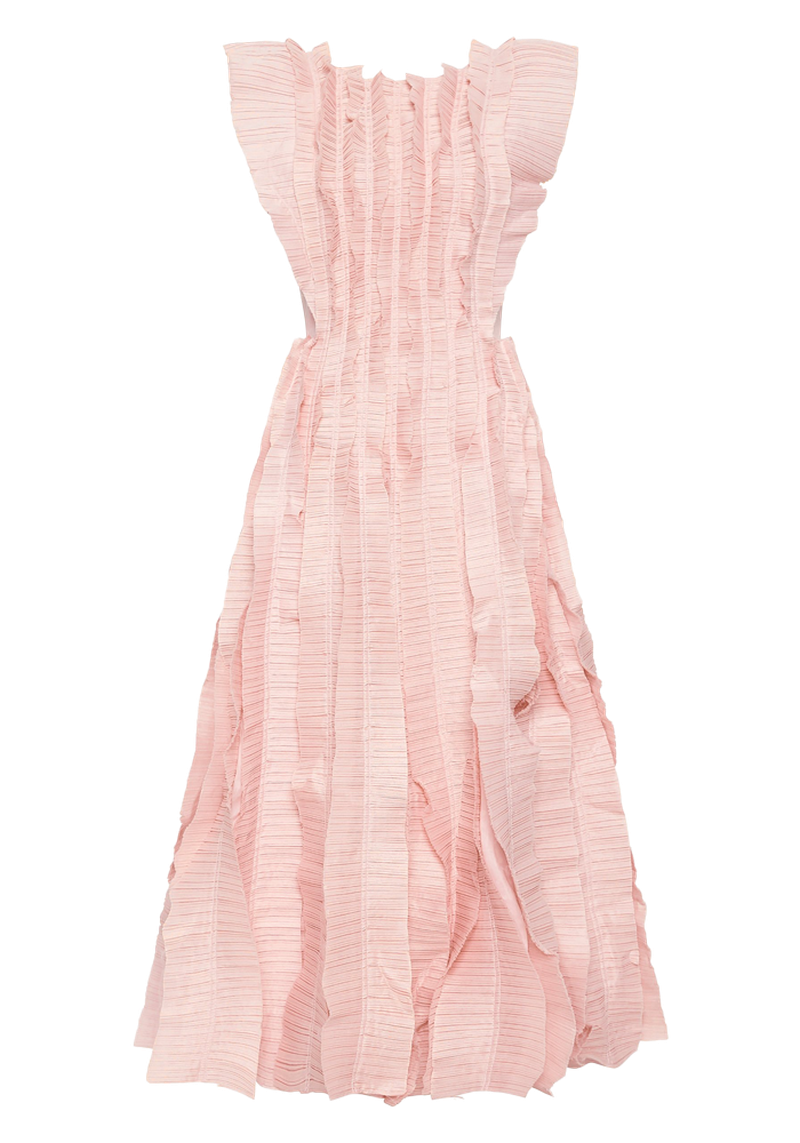 Hybrid Pleated Linen Blend Midi Dress, £582 | Aje
