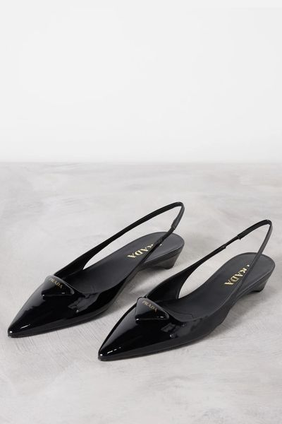 Triangolo Patent Leather Slingback Kitten Heels  from Prada
