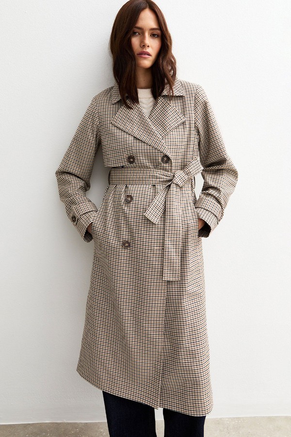 Check Pattern Trench Coat