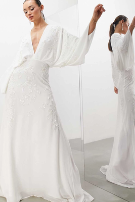 Lisa Drape Sleeve Plunge Wedding Dress from ASOS Edition