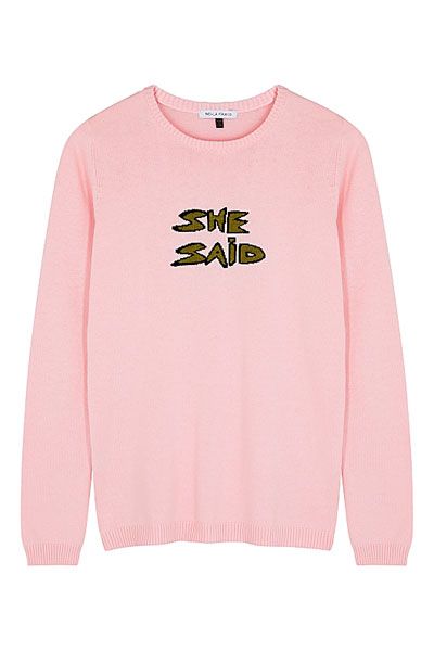 She Said Pink Cotton-Blend Jumper from Bella Freud