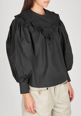 Ounissa Black Ruffle-Trimmed Cotton Blouse from Isabel Marant Étoile