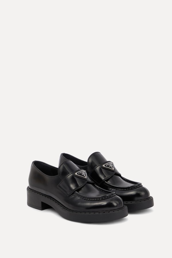 Brushed Leather Loafers from Prada