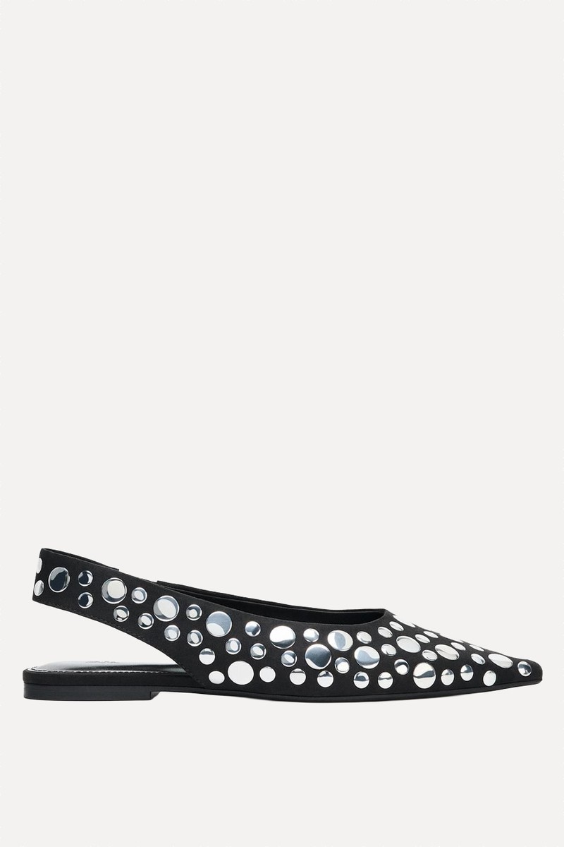 Studded Slingback Ballet Flats from Zara