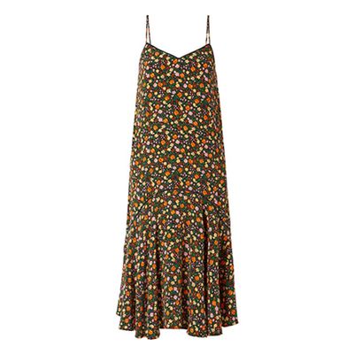 Joycedale Ruffled Floral-Print Silk-Crepe Midi Dress from Ganni