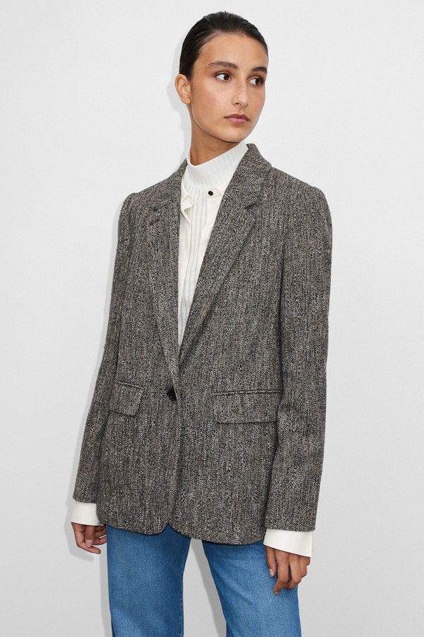 Tweed Oversized Boyfriend Blazer from ME+EM