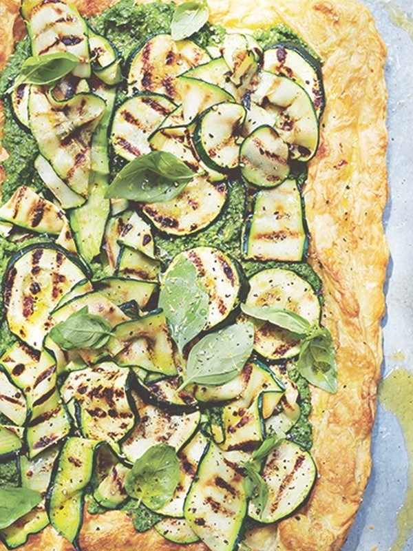 Charred Courgette & Pesto Tart