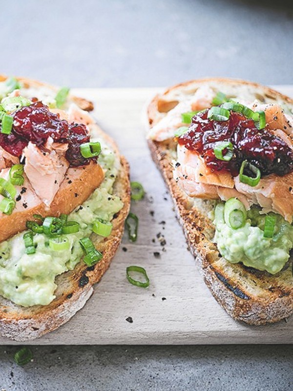 Hot Smoked Salmon On Toast With Avocado & Chilli Jam