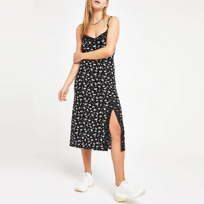 Black Floral Midi Cami Dress