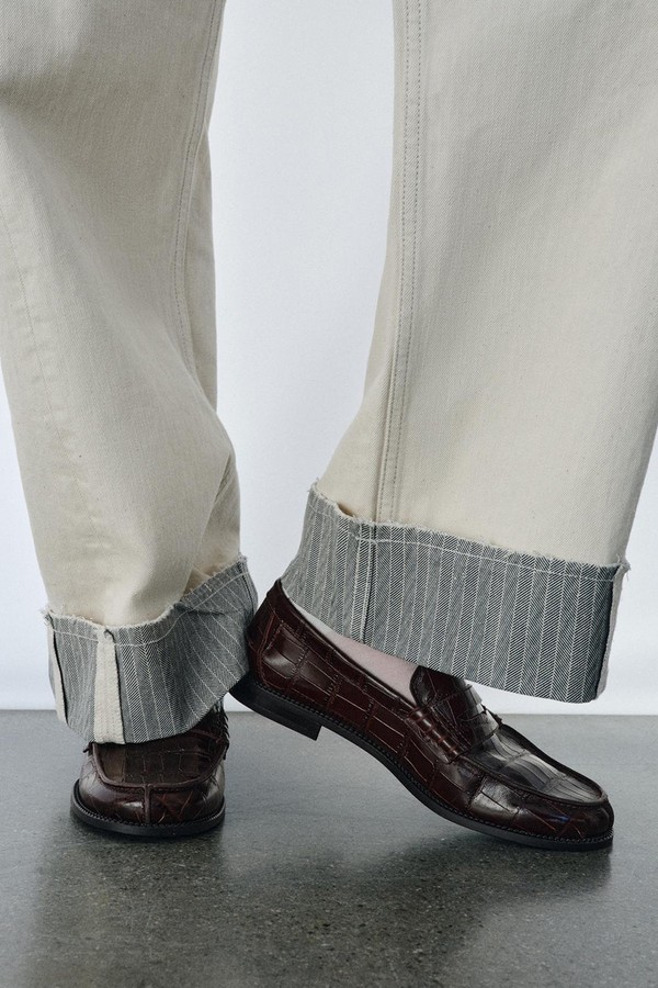 Embossed Leather Loafers from Zara