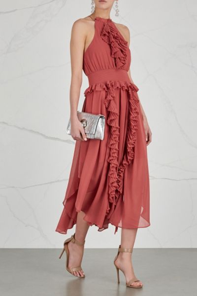 Say Something Ruffle Trimmed Midi Dress