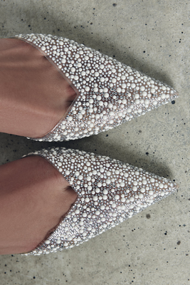 High-Heel Slingback Shoes With Faux Pearls from Zara