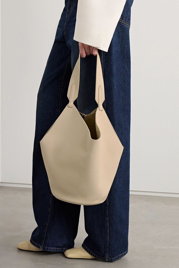 Lotus Small Textured-Leather Tote from KHAITE