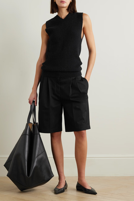 Pleated Organic Cotton-Twill Shorts from Toteme