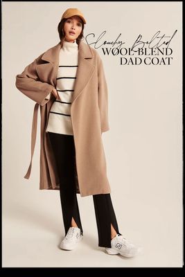 Slouchy Belted Wool-Blend Dad Coat