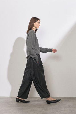 Wide-Leg Leather Trousers  from Raey