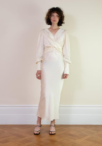 Marfa Tie Belt Satin Midi Dress from The Line By K