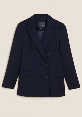 Wool Blend Tailored Double Breasted Blazer