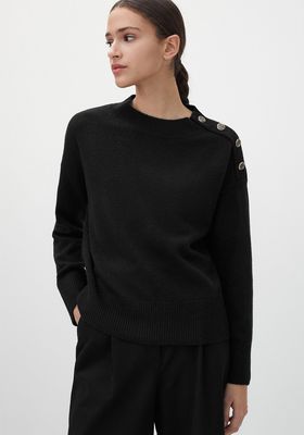 Wool & Cashmere Sweater With Shoulder Buttons