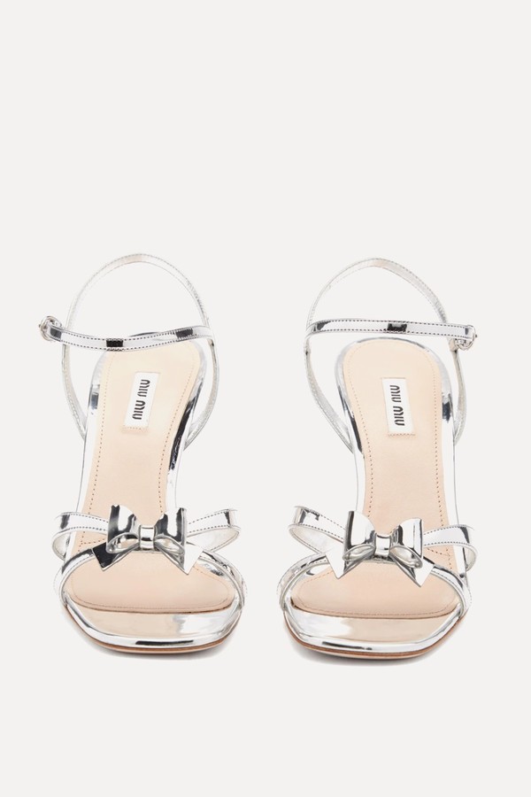 Bow Metallic-Leather Sandals from Miu Miu