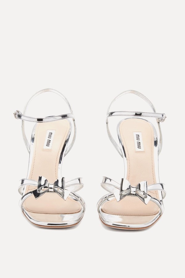 Bow Metallic-Leather Sandals  from Miu Miu