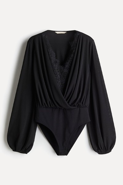 Draped Lace-Trimmed Bodysuit from H&M