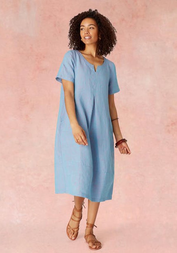 Cross Dye Linen Bubble Dress