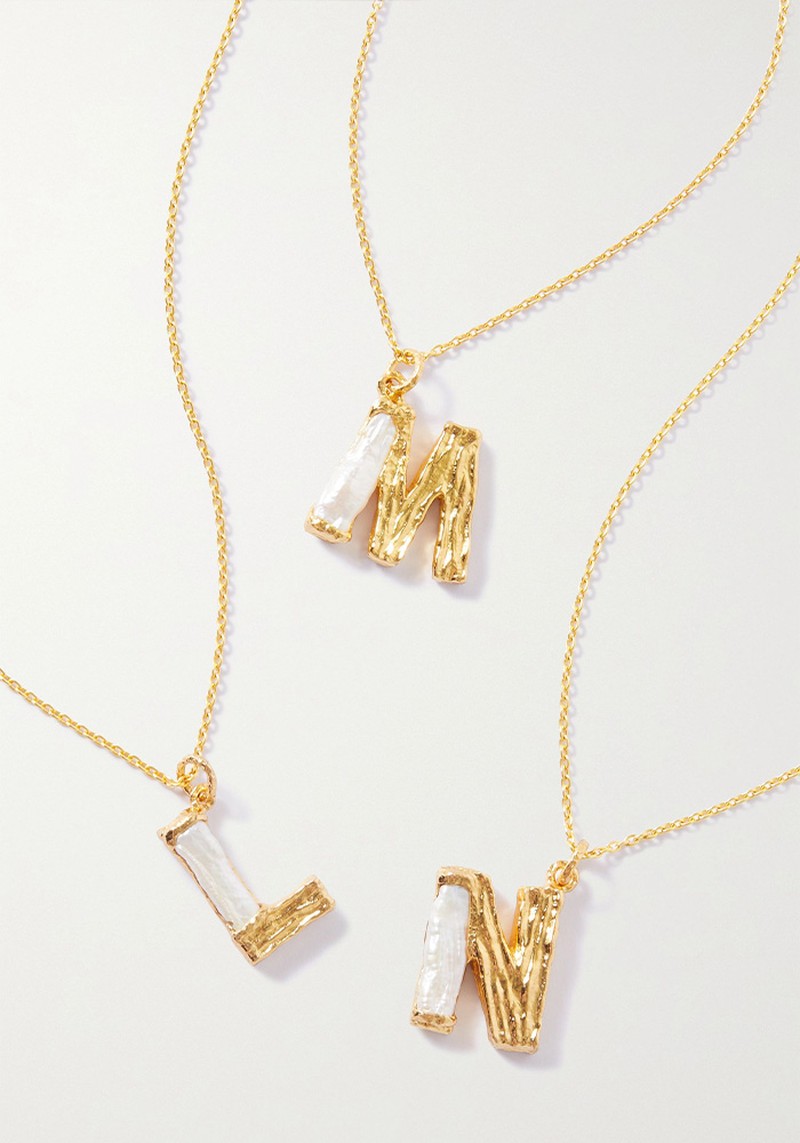 Alphabet Gold Plated Pearl Necklace from Pacharee
