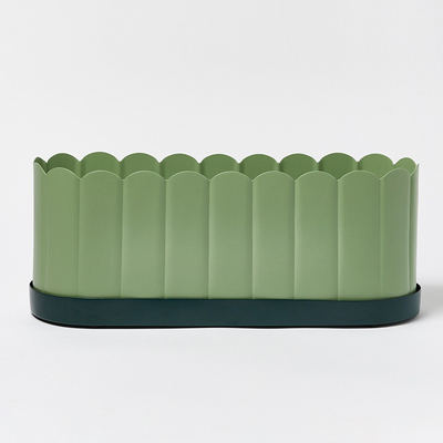 Scallop Green Metal Window Box Planter from Oliver Bonas